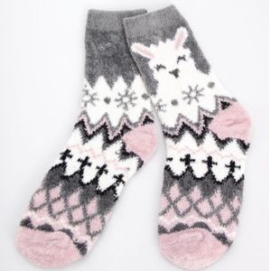 Ricki’s Fair Isle Llama Plush Socks